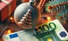 addobbo albero e banconota da 100 euro